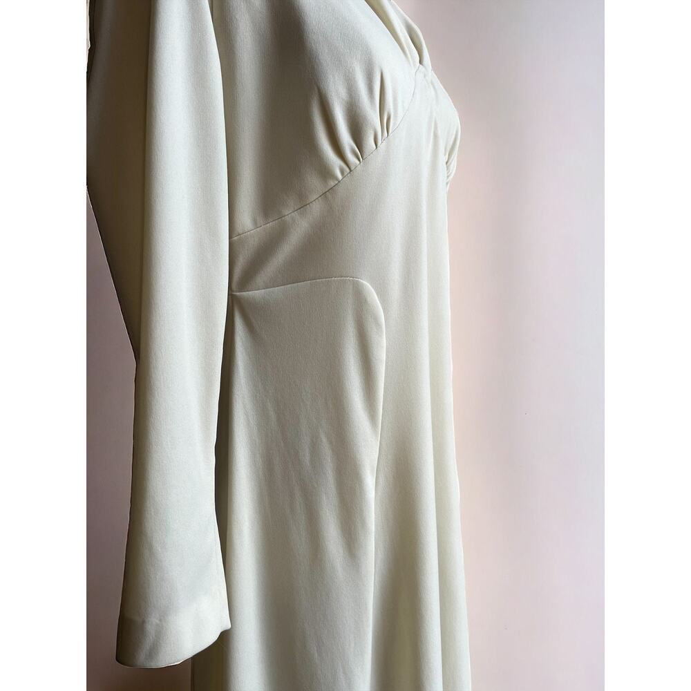 Vintage 70s Ivory Maxi Dress | Long Sleeve Gown | Mod Wedding | Size M - Picture 2 of 9